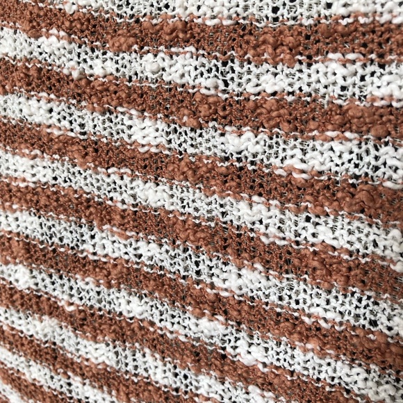 ✨2/$10✨ Forever 21 Amber Orange and White Striped Loose Knit Cardigan - Picture 3 of 6